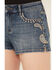 Image #2 - Idyllwind Women's Onslow Medium Wash Mid Rise Rebel Embellished Stretch Shorts, Medium Wash, hi-res