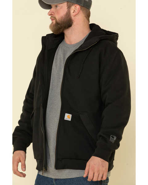 Image #4 - Carhartt Men's Rain Defender Thermal Lined Zip Hooded Work Sweatshirt, Black, hi-res