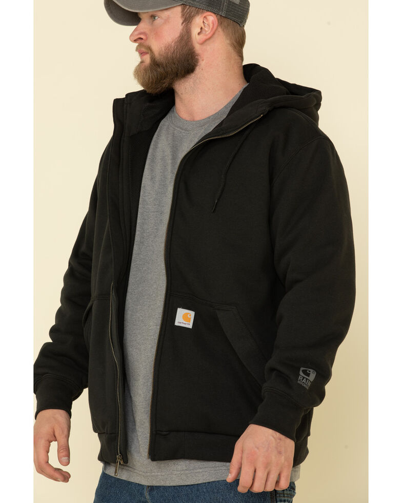 Carhartt Men's Rain Defender Thermal Lined Zip Hooded Work Sweatshirt, Black, hi-res