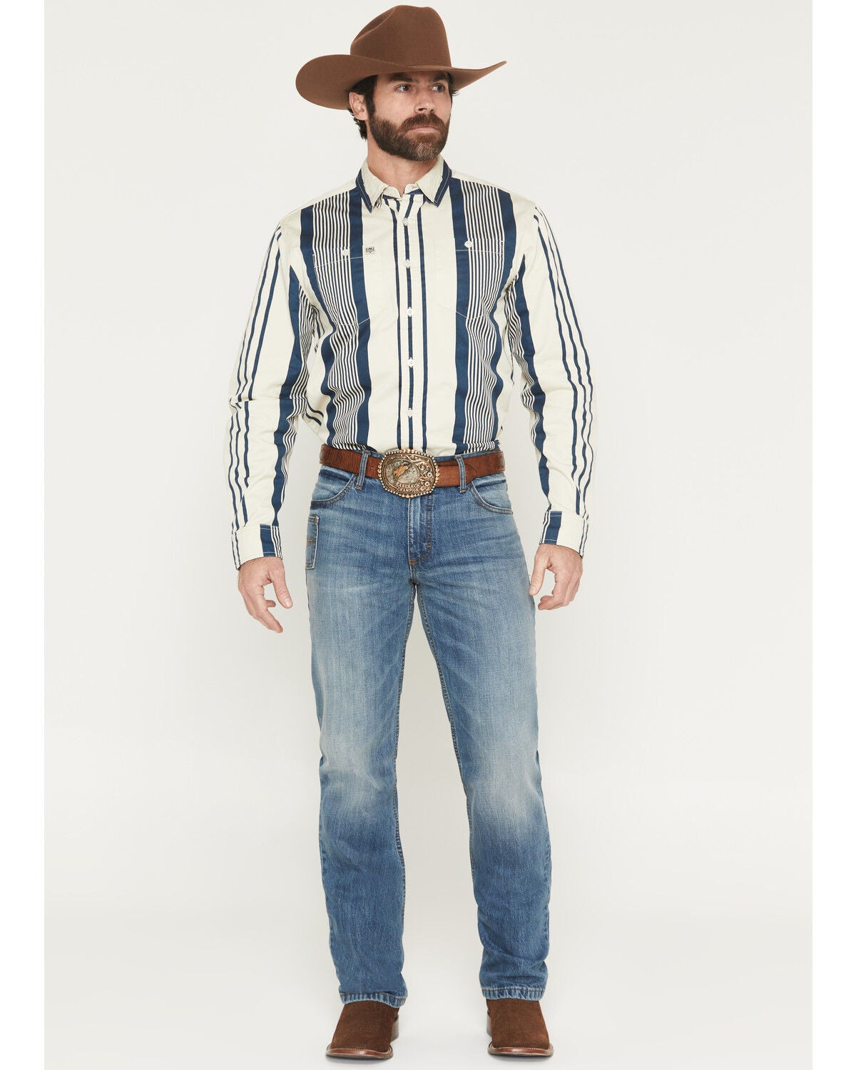 Image #1 - Kimes Ranch Men's Light Wash Barney Mid Rise Slim Bootcut Rigid Denim Jeans, Light Wash, hi-res