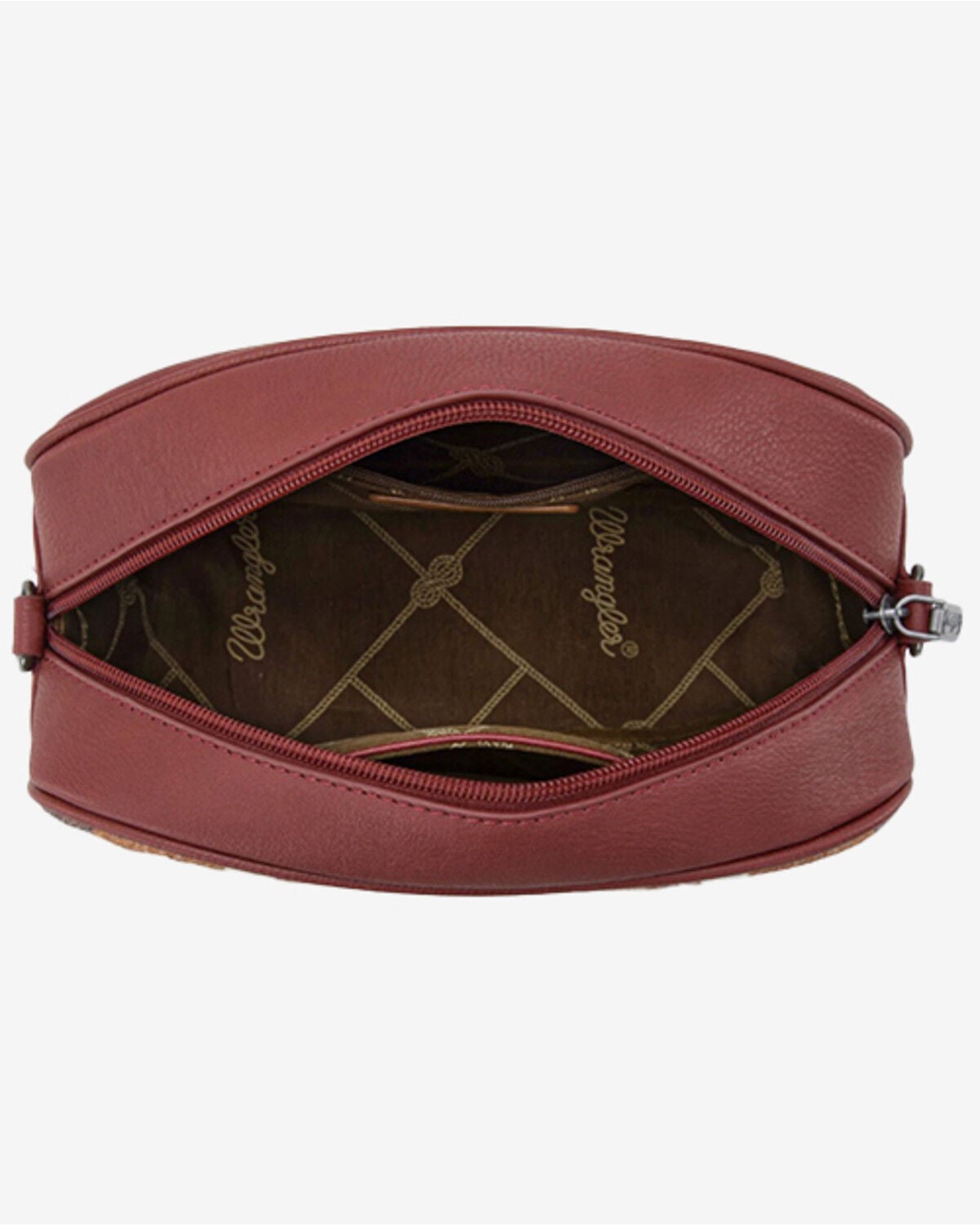 Image #3 - Wrangler Women's Sherpa Southwestern Print Canvas Crossbody Bag, Burgundy, hi-res