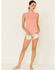 PJ Salvage Women's Coral Hi-Neck Ribbed Tank Top , Oatmeal, hi-res