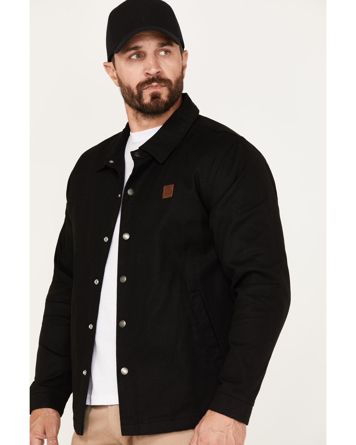 Image #2 - Brixton Men's Beta Coaches Solid Print Wind and Water Repellent Jacket, Black, hi-res