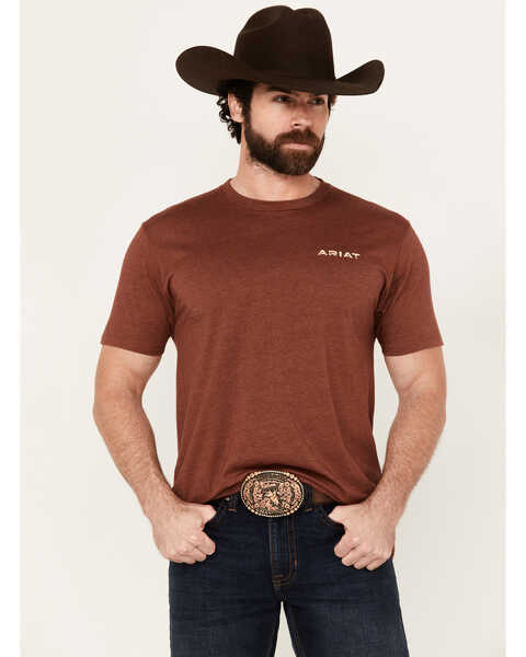 Ariat Men's Southwest Logo Short Sleeve Graphic T-Shirt , Rust Copper, hi-res