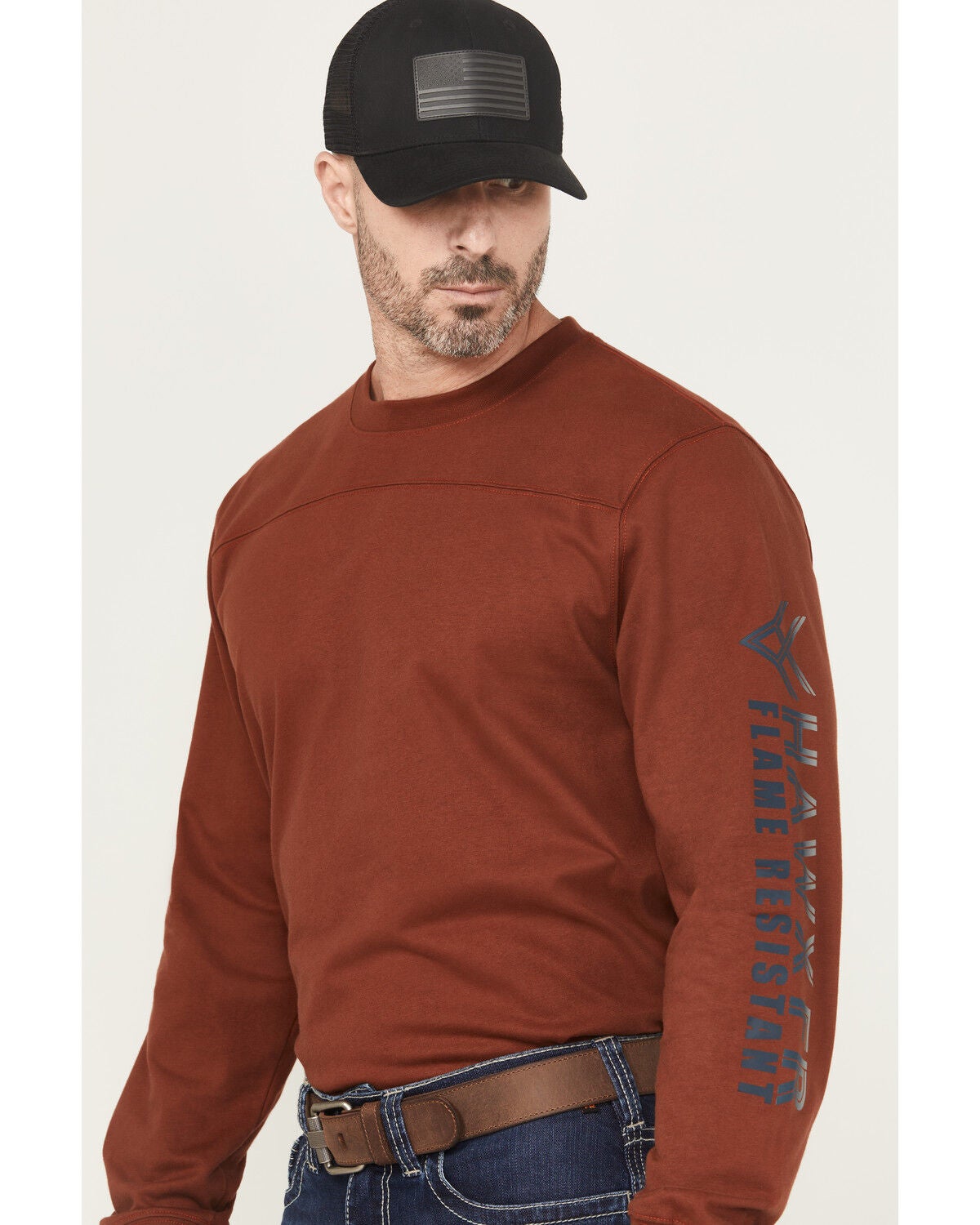 Image #4 - Hawx Men's FR Graphic Long Sleeve Work T-Shirt, Red, hi-res