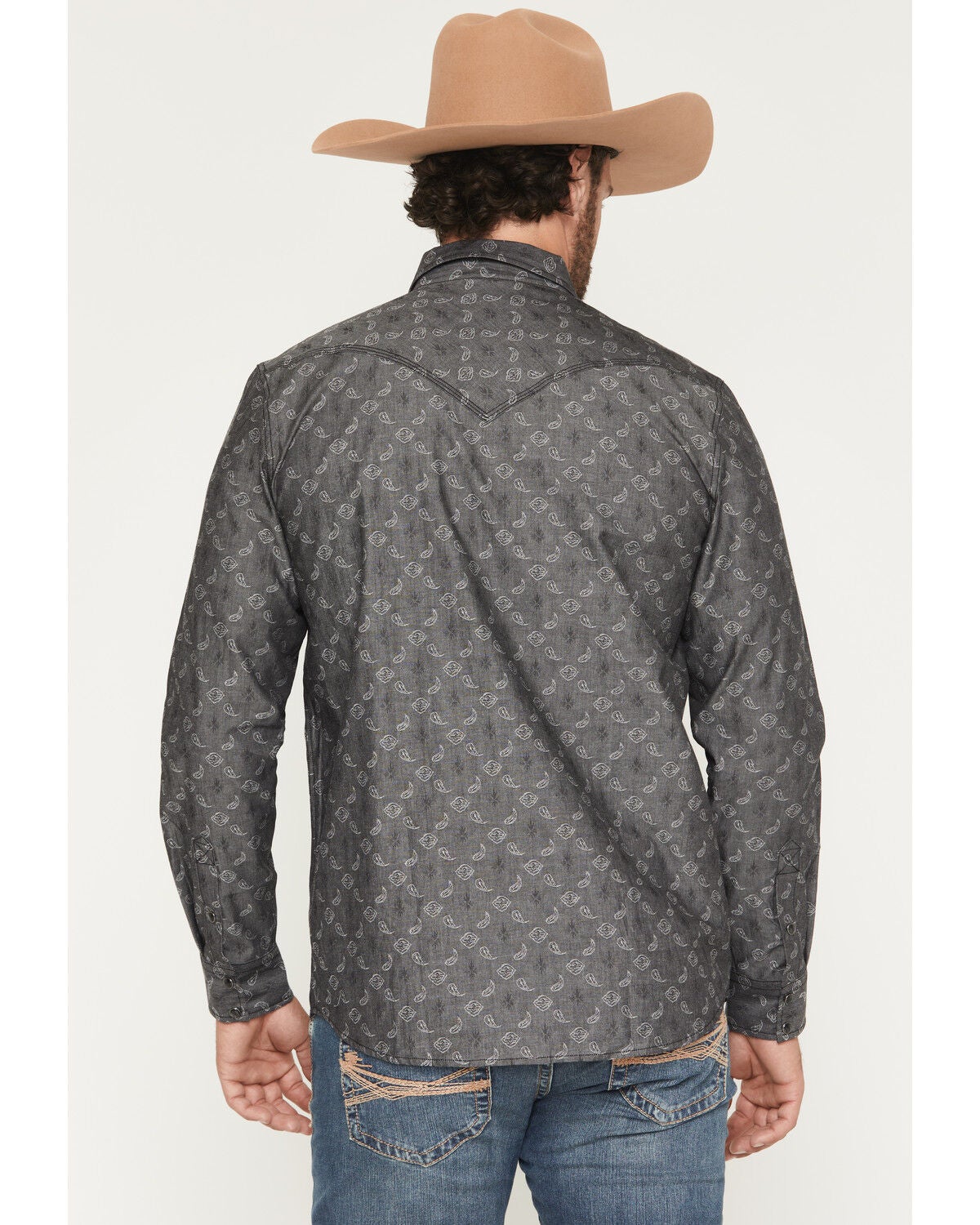 Image #4 - Moonshine Spirit&reg; Men's Steel Drum Bobby Paisley Print Long Sleeve Snap Western Shirt, Grey, hi-res