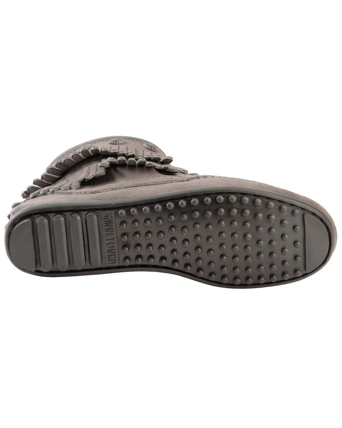 Image #2 - Minnetonka Double Fringe Side Zip Moccasin, Grey, hi-res