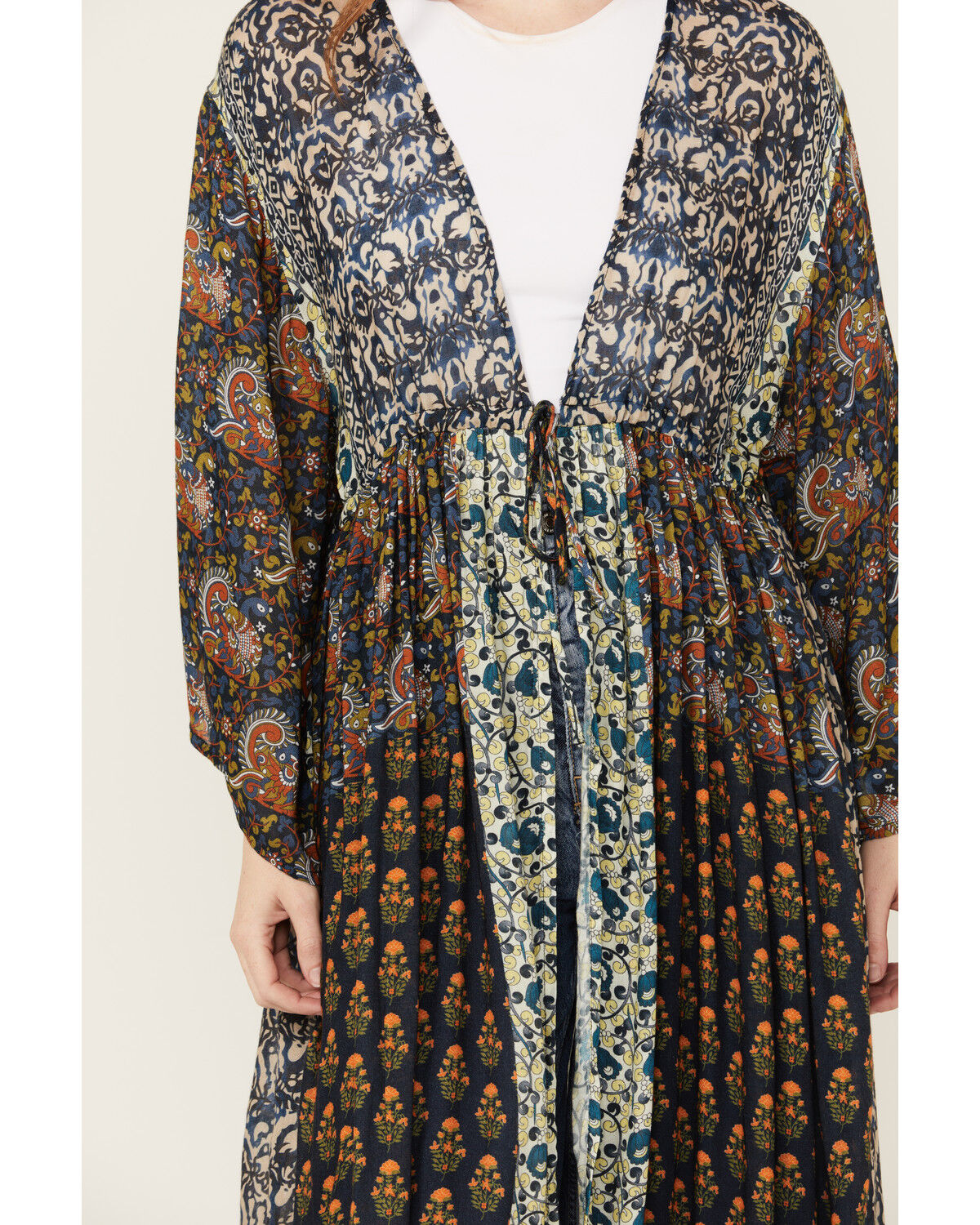 Image #3 - Free People Women's Long Geo Print Kimono, Black, hi-res