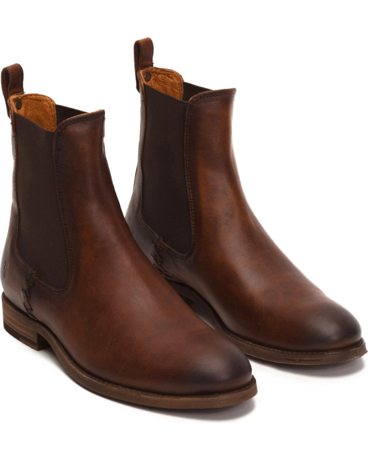 women's cognac leather booties