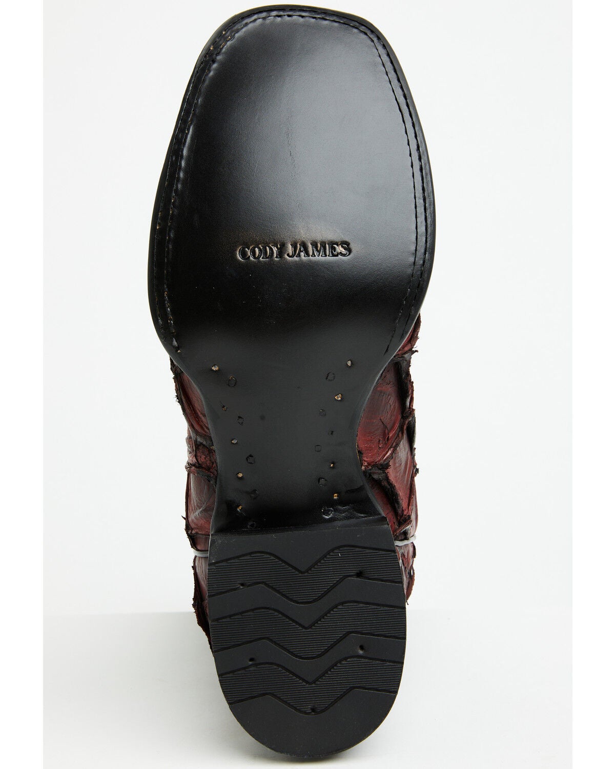 Image #7 - Cody James Men's Exotic Pirarucu Western Boots - Broad Square Toe, Black Cherry, hi-res