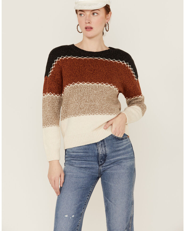 Shyanne Women's Colorblock Pullover Sweatshirt, Brown, hi-res