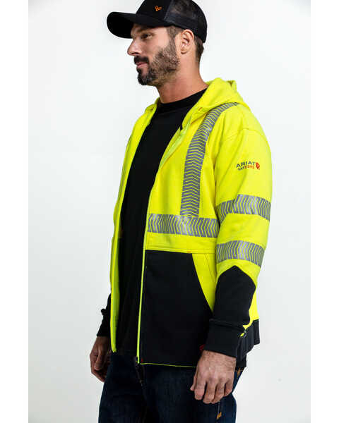 Image #3 - Ariat Men's FR Hi-Vis Full Zip Work Hooded Jacket , Bright Yellow, hi-res