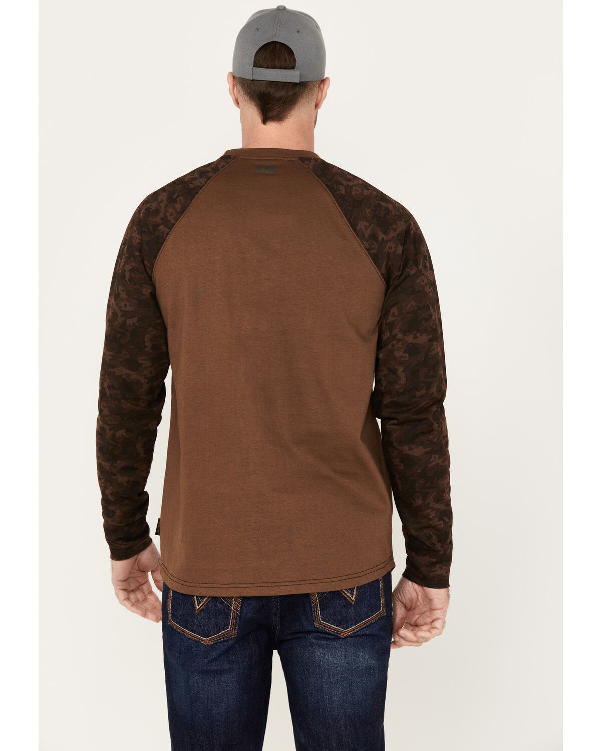 Image #4 - Cody James Men's Camo Color Block Long Sleeve Baseball Work T-Shirt, Brown, hi-res