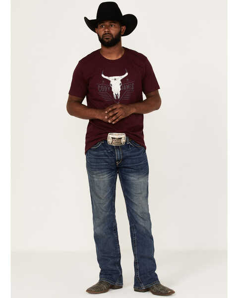 Cody James Men's Texas Coast Skull Logo Graphic Short Sleeve T-Shirt , Burgundy, hi-res