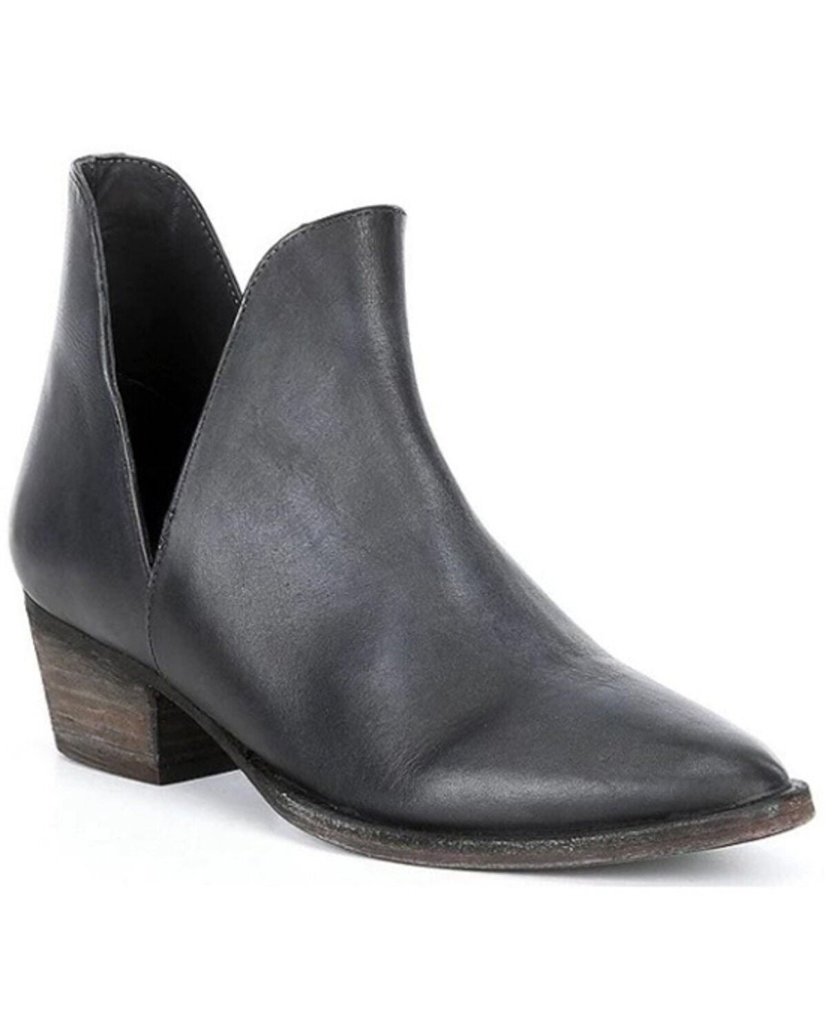 Free People Women's Charm Double V Ankle Fashion Booties - Round Toe, Black, hi-res