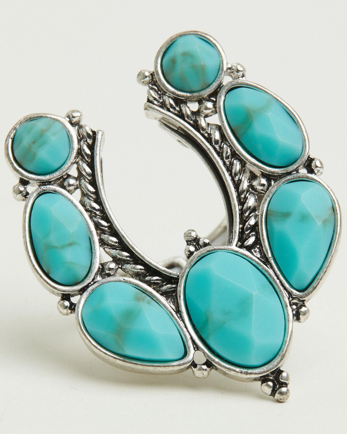 Lainey Wilson Women's Adjustable Horseshoe Stone Ring, Silver, hi-res