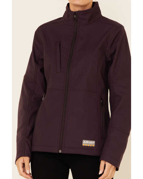 Image #3 - Ariat Women's Rebar Stitch Softshell Zip-Front Work Jacket, Purple, hi-res