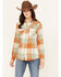 Image #1 - Wrangler Retro Women's Boot Barn Exclusive Plaid Print Long Sleeve Pearl Snap Flannel Shirt, Multi, hi-res