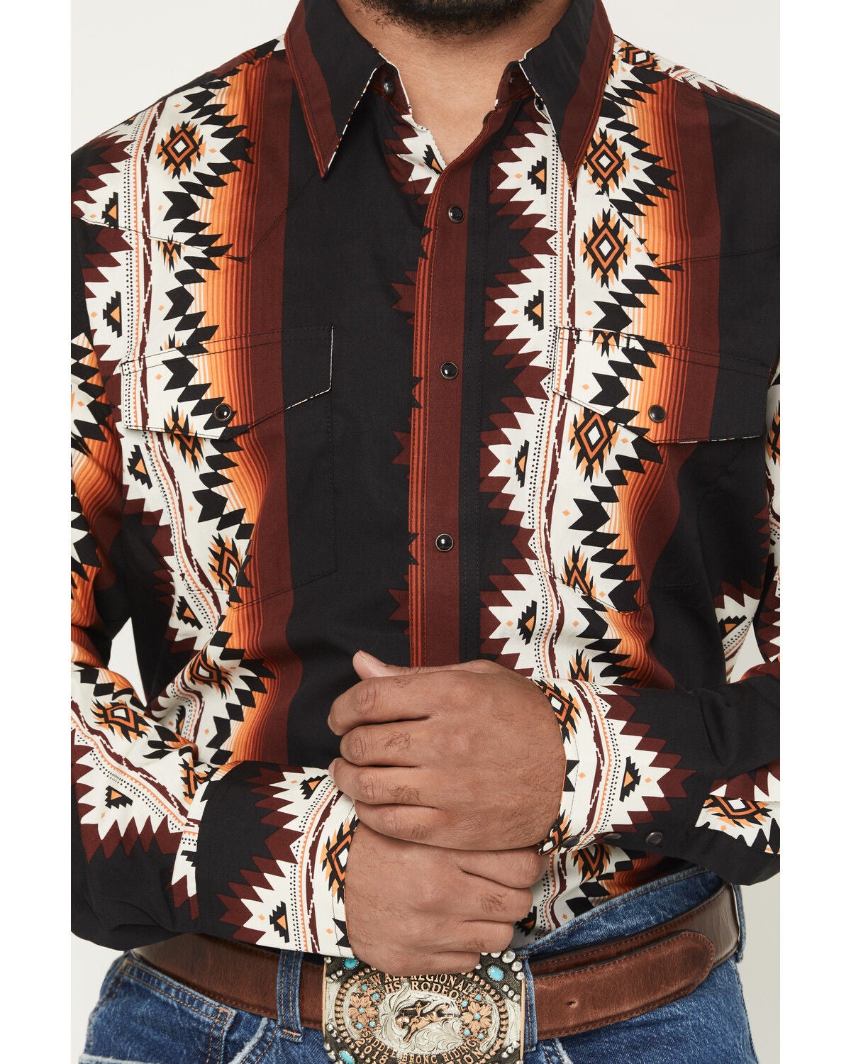 Wrangler Men's Checotah Southwestern Print Long Sleeve Snap
