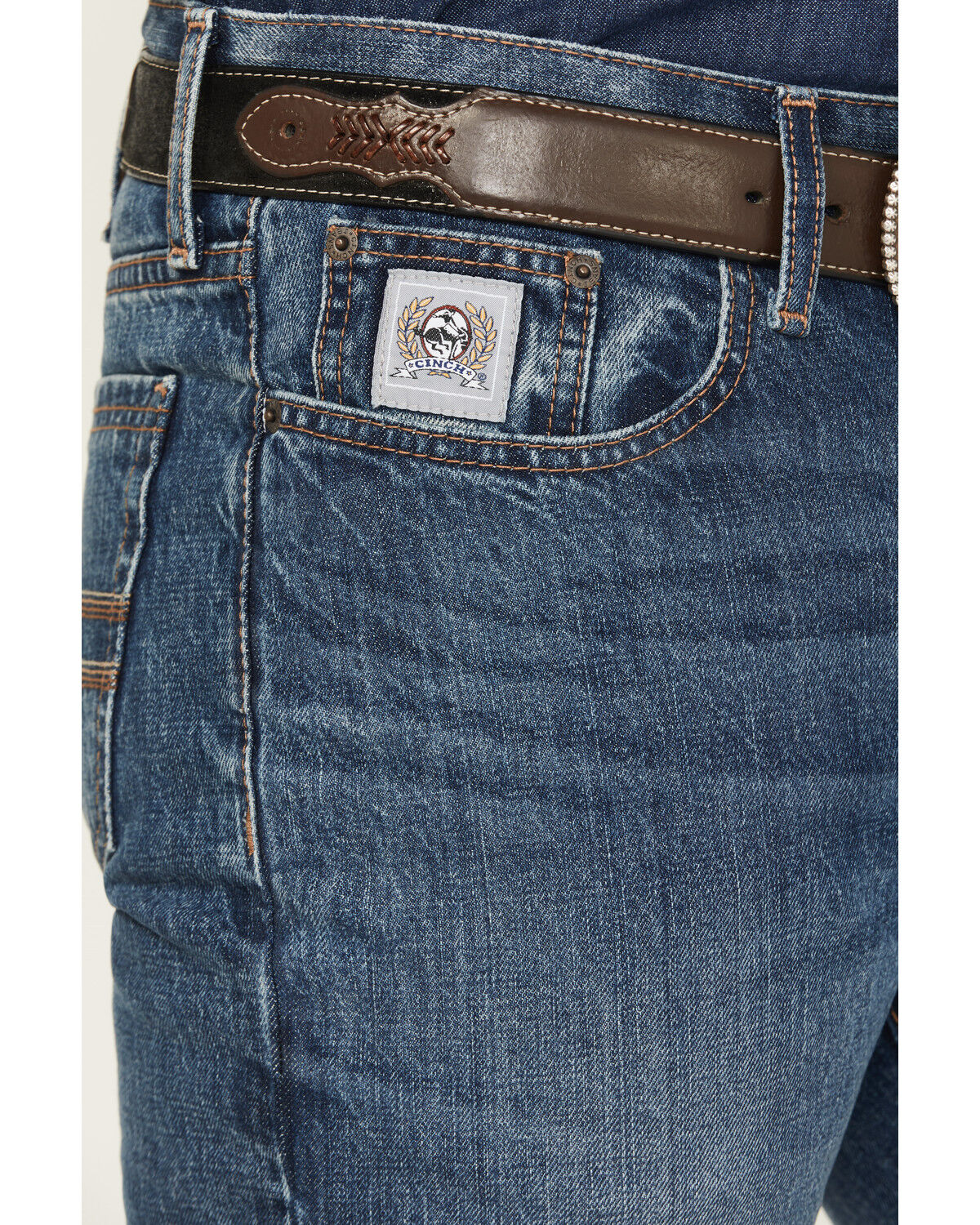 Image #2 - Cinch Men's Silver Label Medium Wash Slim Straight Rigid Denim Jeans, Medium Wash, hi-res