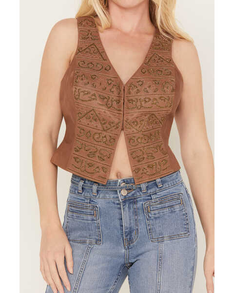 Image #3 - Shyanne Women's Embellished Leather Vest, Brown, hi-res