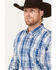 Image #2 - Cowboy Hardware Men's Jacquard Plaid Print Long Sleeve Button-Down Western Shirt , Blue, hi-res