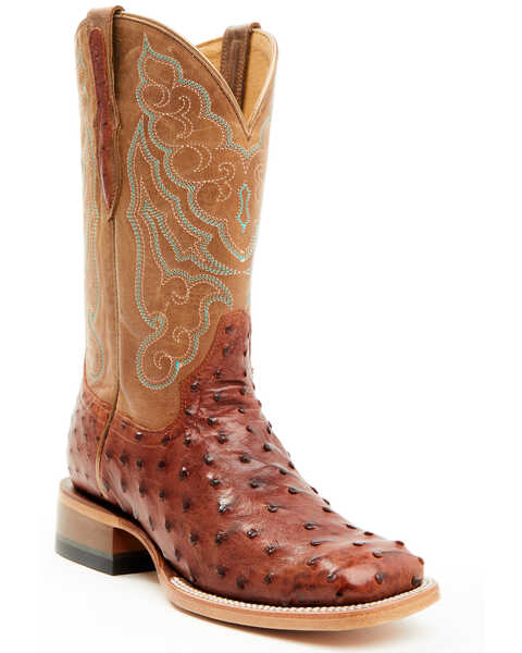 Shyanne Women's Brandie Exotic Ostrich Western Boots - Broad Square Toe, Brown, hi-res