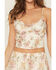 Image #3 - Originality Women's Floral Print Lace Sleeveless Cropped Tank Top, Cream, hi-res