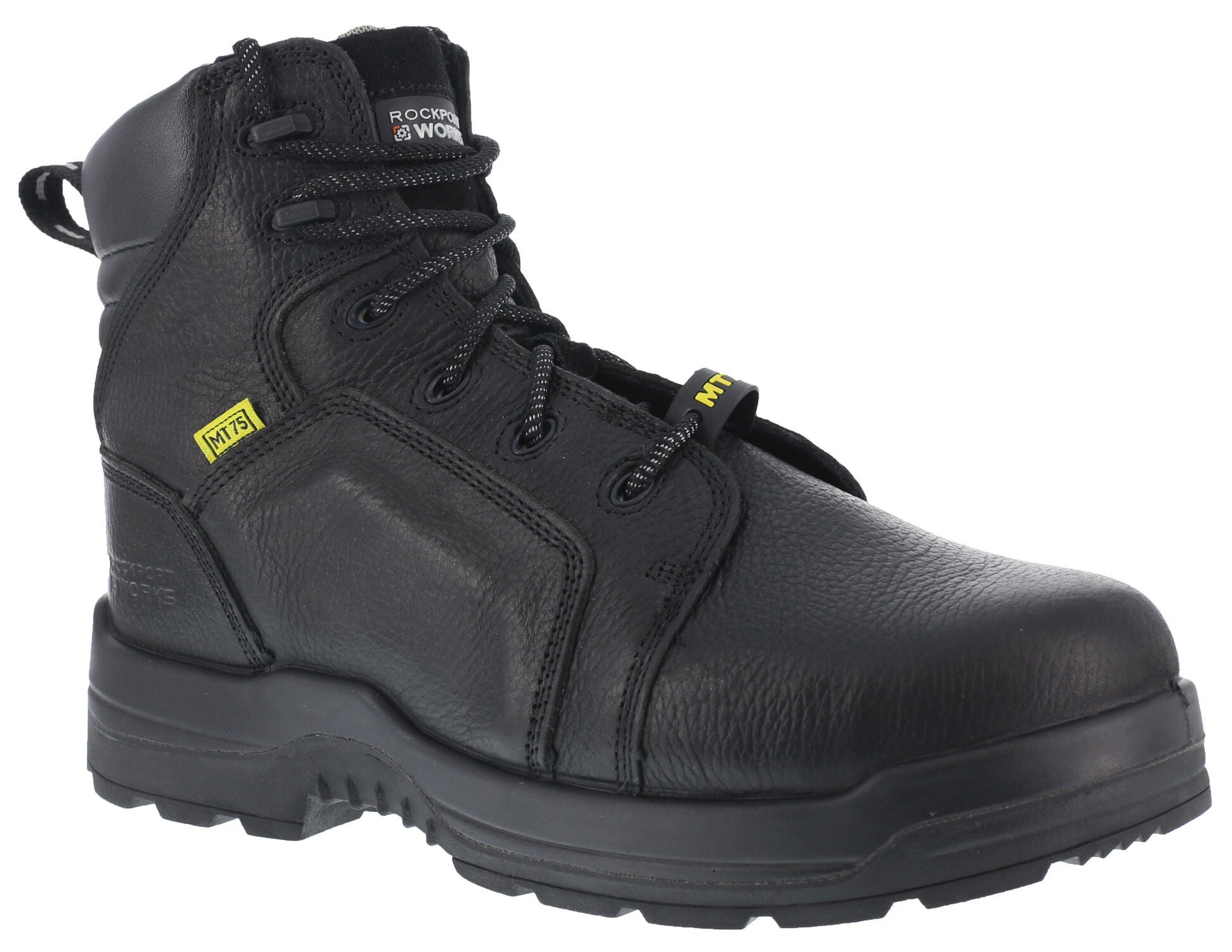 Rockport More Energy Black 6" Lace-Up Work Boots - Composite Toe, Black, hi-res