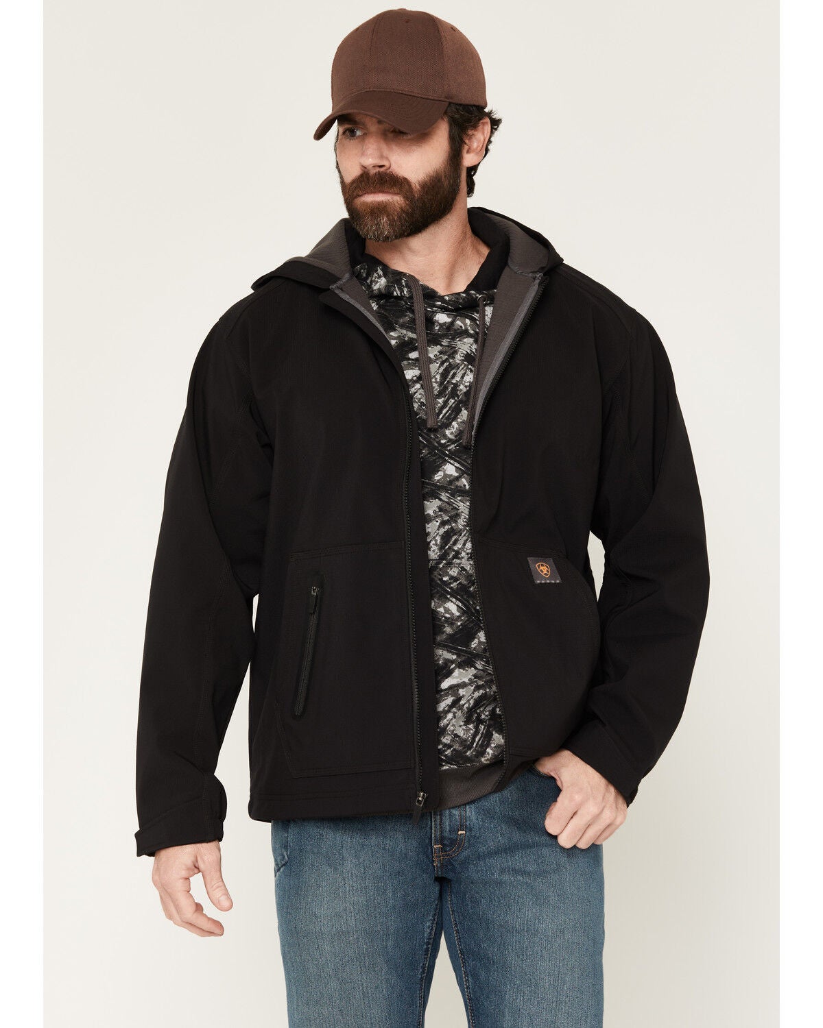 Image #1 - Ariat Men's Rebar Utility Hooded Softshell Work Jacket, Black, hi-res