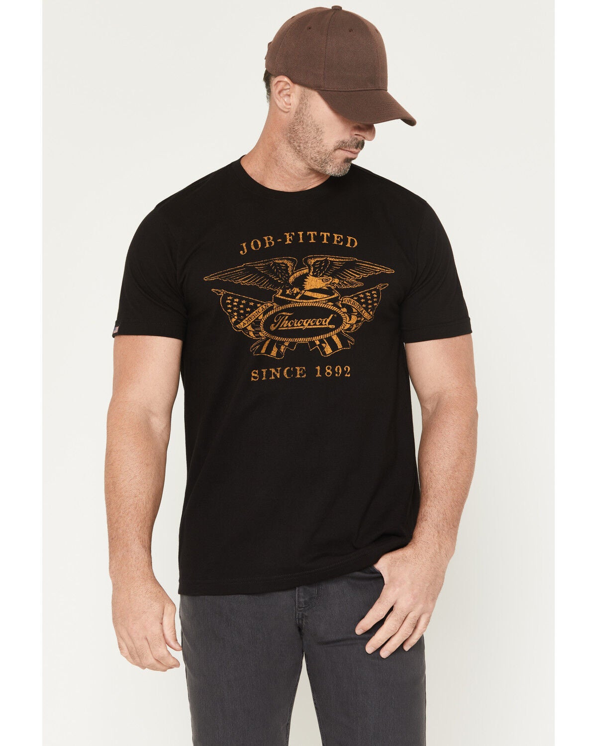 Thorogood Men's Old Glory USA Vintage Short Sleeve Graphic T-Shirt, Black, hi-res