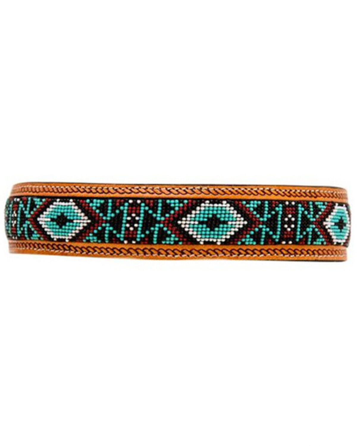 Image #1 - Myra Bag Whizter Hand-Tooled Beaded Dog Collar, Brown, hi-res