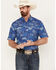 Image #1 - Ariat Men's VentTEK Outbound Print Classic Fit Short Sleeve Performance Shirt, Blue, hi-res