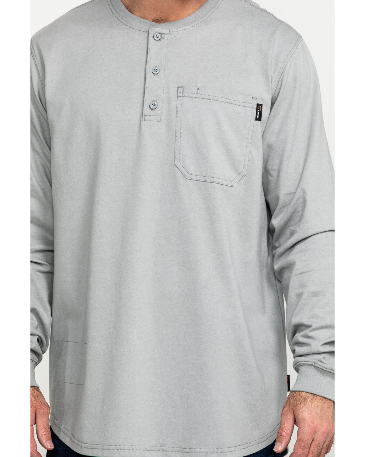 Image #4 - Hawx Men's Men's FR Pocket Henley Long Sleeve Work Shirt, Silver, hi-res