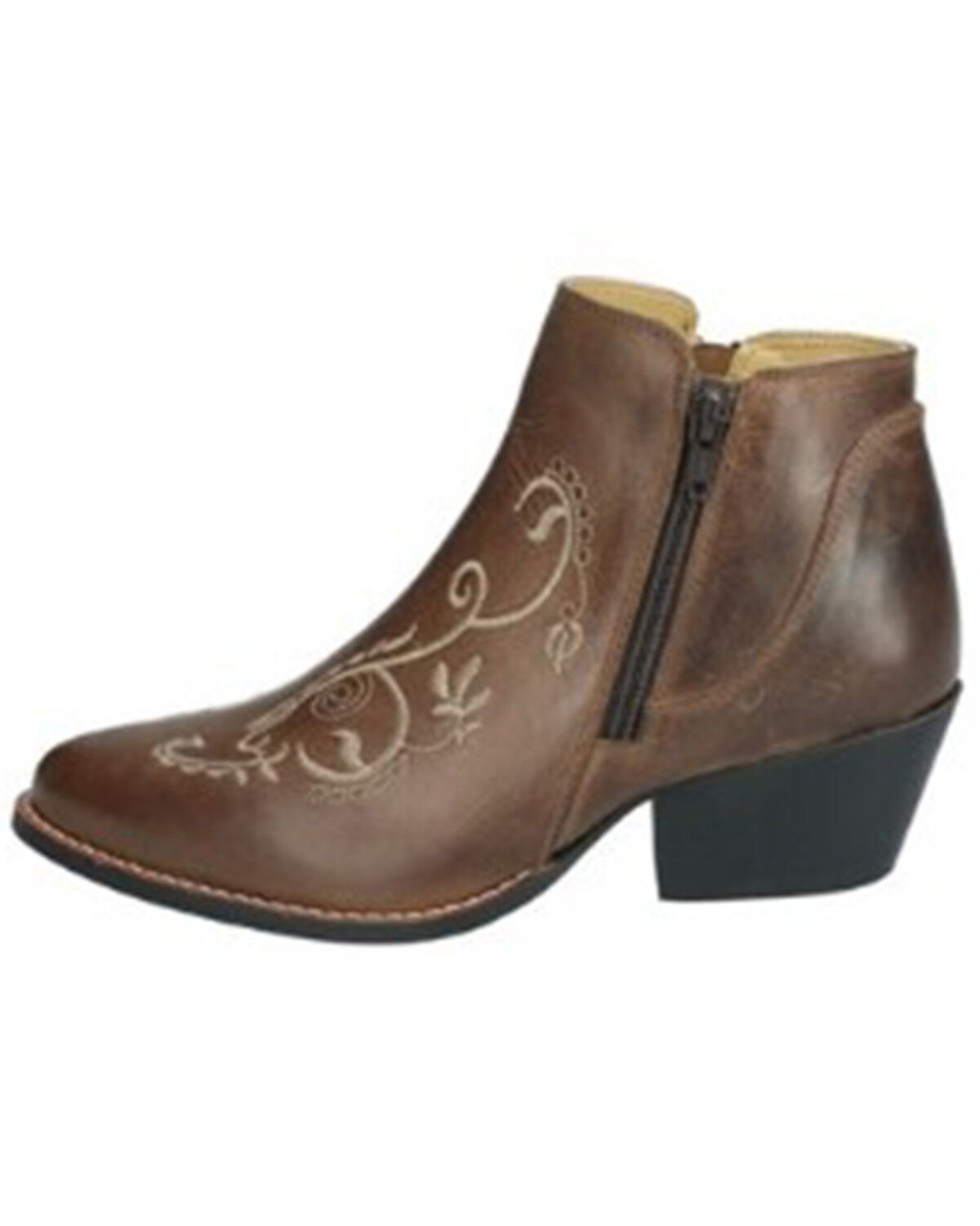 Image #3 - Smoky Mountain Women's Emily Distressed Western Booties - Round Toe, Brown, hi-res