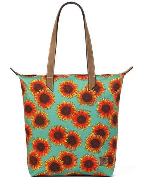 Image #1 - Ariat Women's Sunflower Print Tote , Green, hi-res