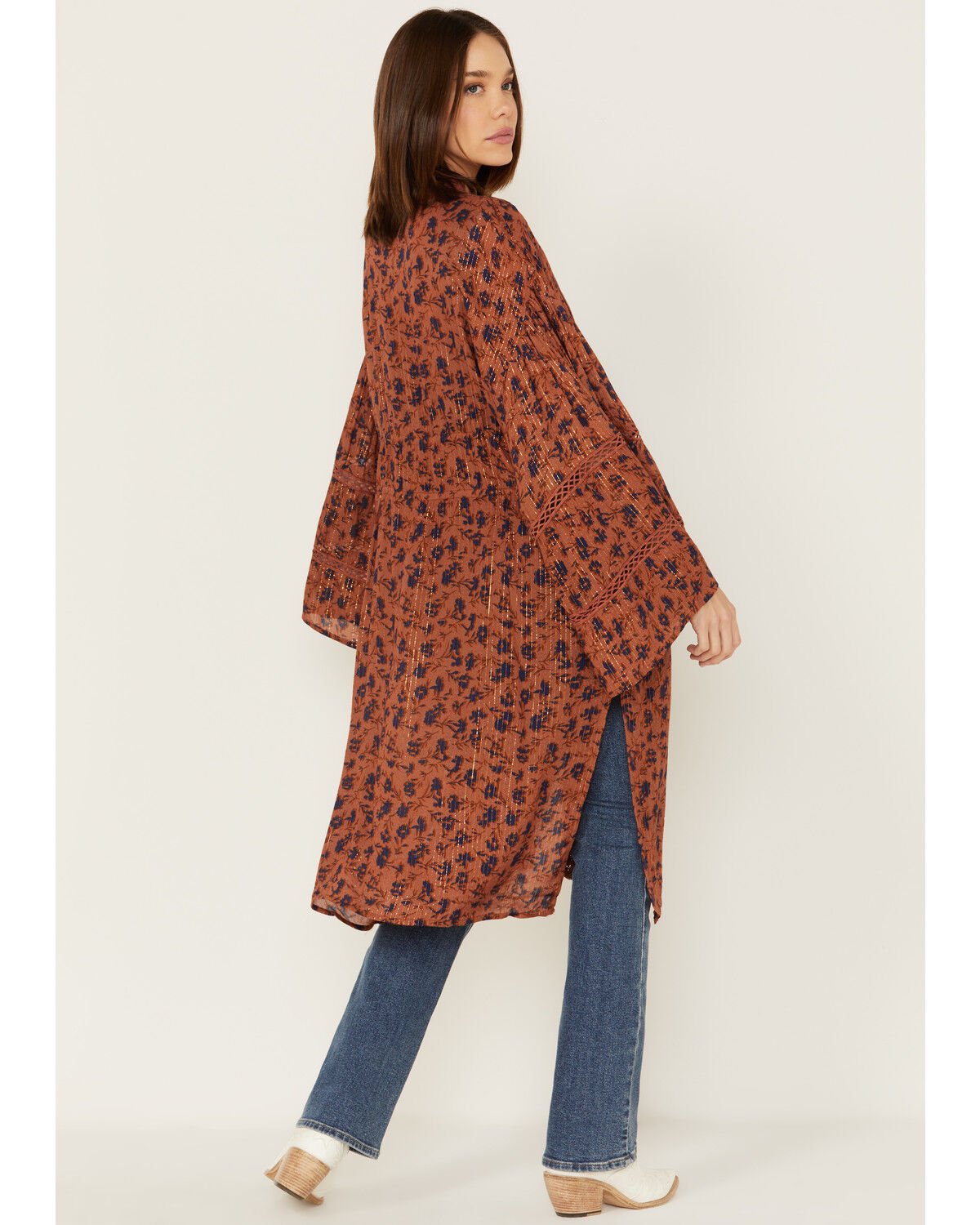 Image #4 - Jen's Pirate Booty Women's Floral Print Wildflower Trinity Kimono, Rust Copper, hi-res