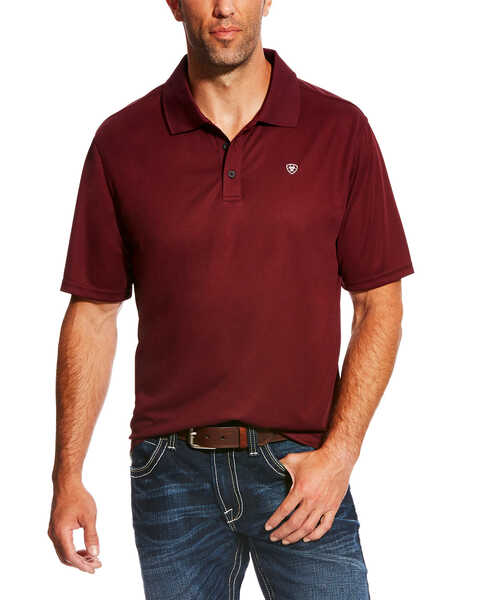 Image #1 - Ariat Men's TEK Short Sleeve Polo - Big & Tall , Maroon, hi-res