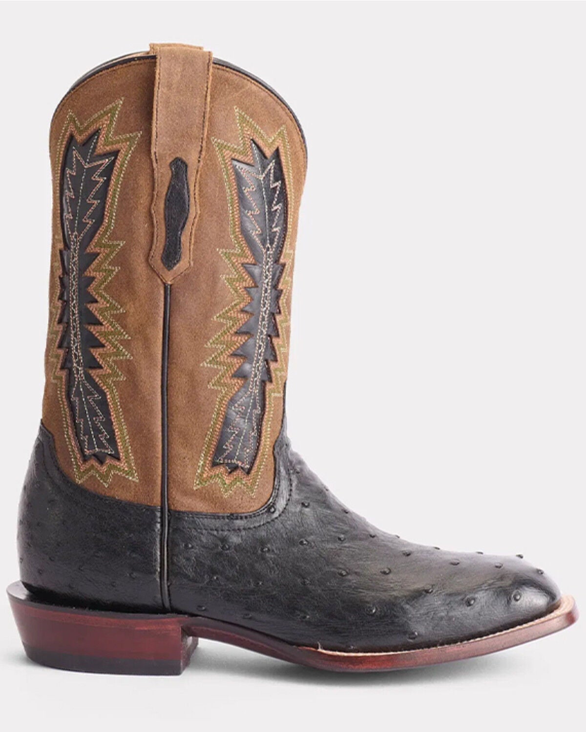 Image #1 - Lucchese Men's Roscoe Exotic Full Quill Ostrich Suede Western Boots - Broad Square Toe, Black, hi-res