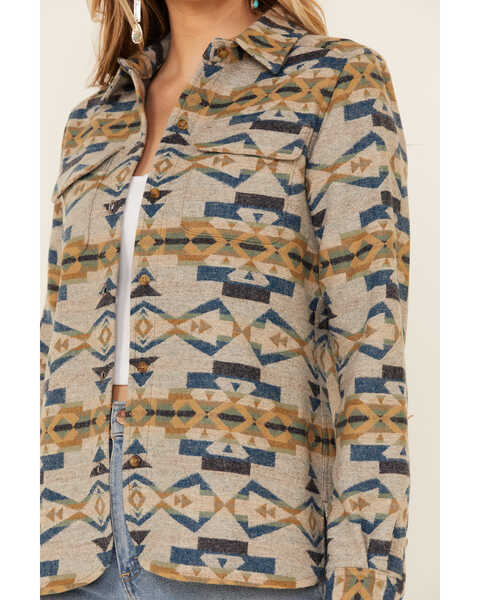 Image #3 - Pendleton Women's Tan Jacquard Board Plaid Long Sleeve Button Shirt Jacket , Tan, hi-res