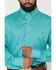 Image #3 - George Strait by Wrangler Men's Solid Long Sleeve Button-Down Stretch Western Shirt - Big, Teal, hi-res