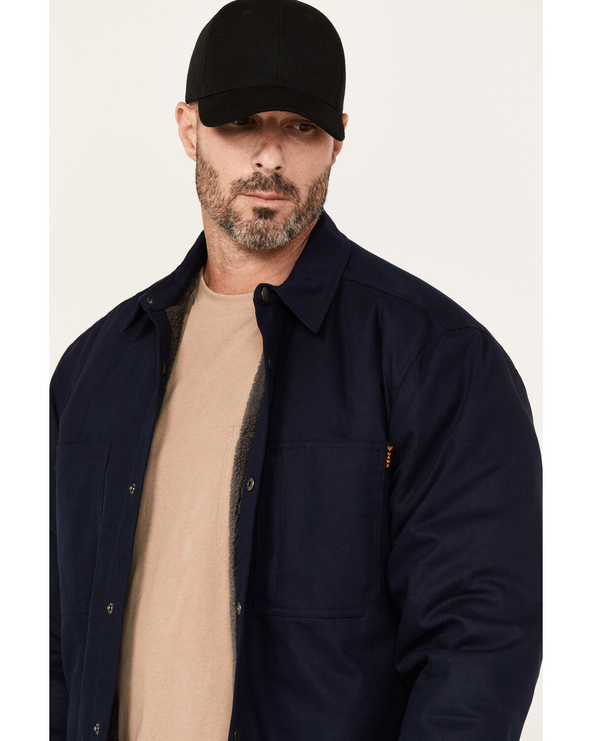 Image #2 - Hawx Men's Oakdale Sherpa Lined Waxed Shirt Jacket, Navy, hi-res