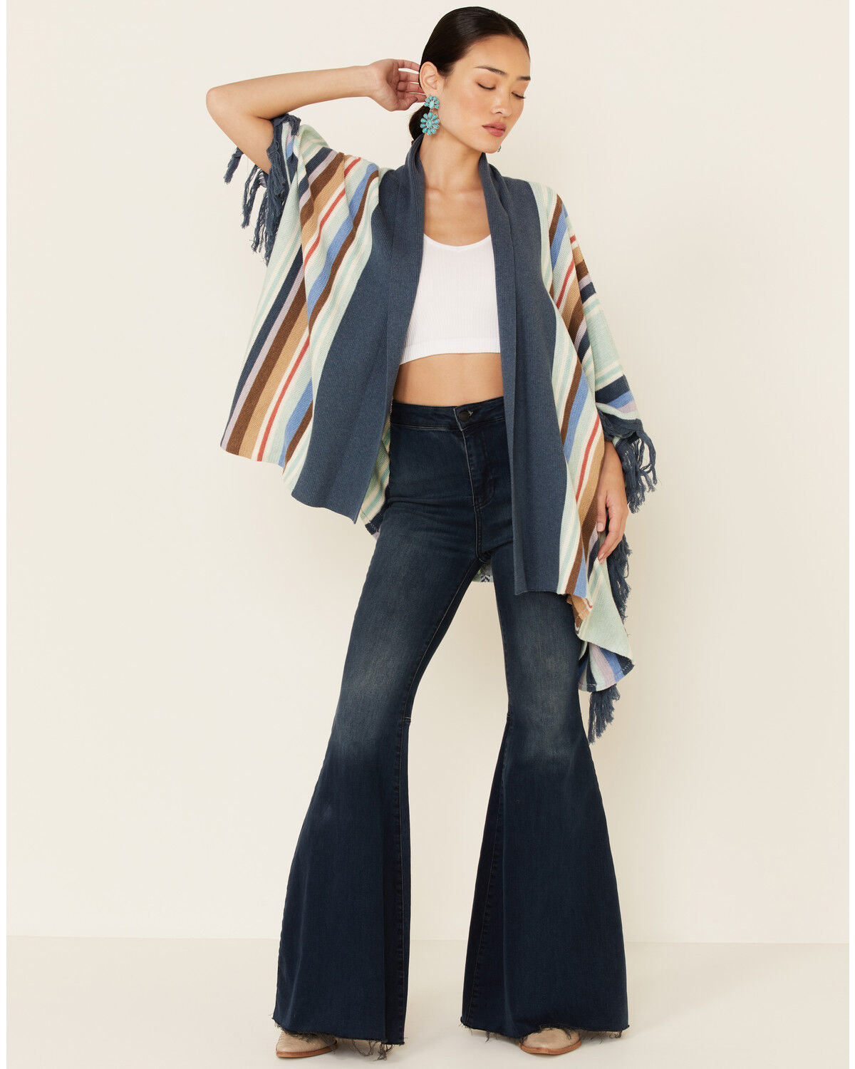 Image #2 - Tasha Polizzi Women's Topaz Ventura Serape Kimono Cardigan, Blue, hi-res