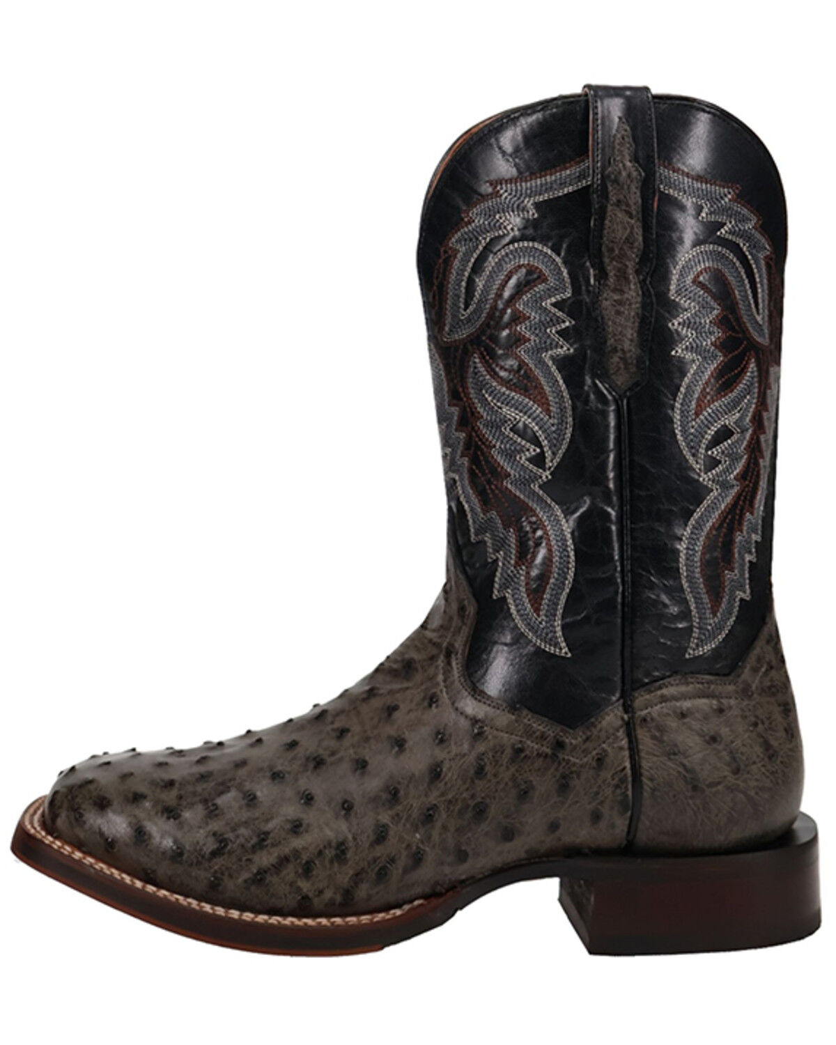 Image #3 - Dan Post Men's Exotic Ostrich Western Boots - Square Toe, Grey, hi-res