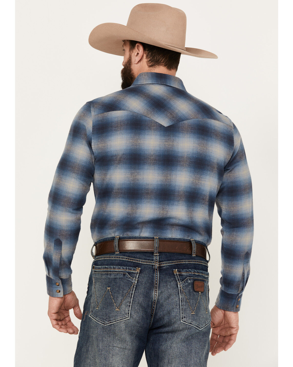 Image #4 - Pendleton Men's Wyatt Plaid Print Long Sleeve Western Snap Shirt, Dark Blue, hi-res
