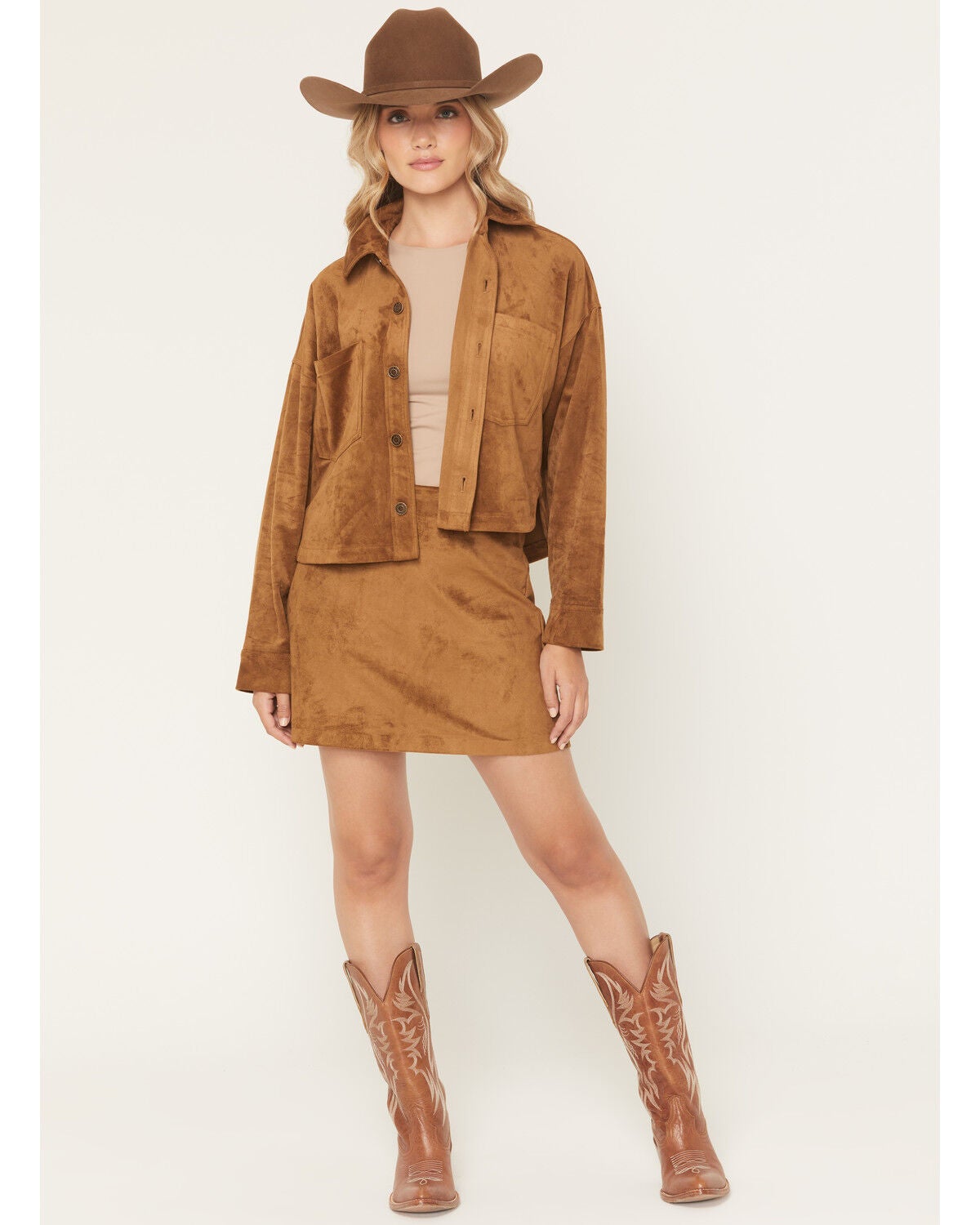 White Crow Women's Ciera Faux Suede Mini Skirt, Brown, hi-res