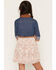 Image #4 - Sugar California Girls' 3/4 Sleeve Denim Floral Print Mini Dress, Multi, hi-res