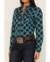 Image #3 - RANK 45® Women's Plaid Print Long Sleeve Stretch Western Riding Shirt, Navy, hi-res