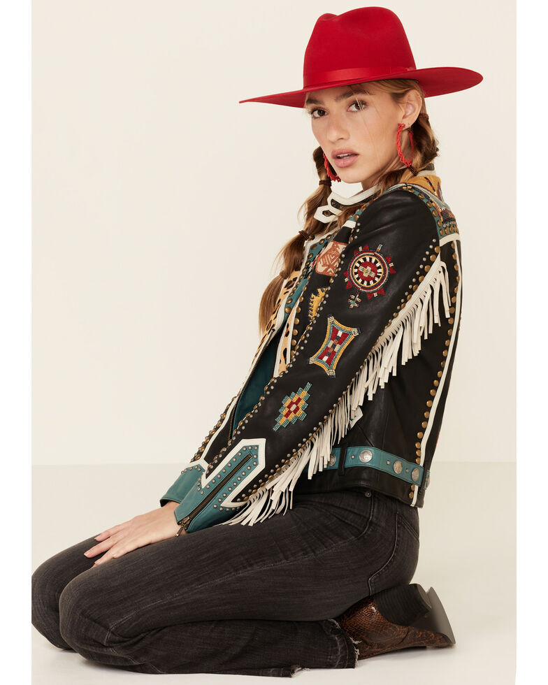 Double D Ranch Women's Last Comanche Chief Zip-Front Jacket , Black, hi-res