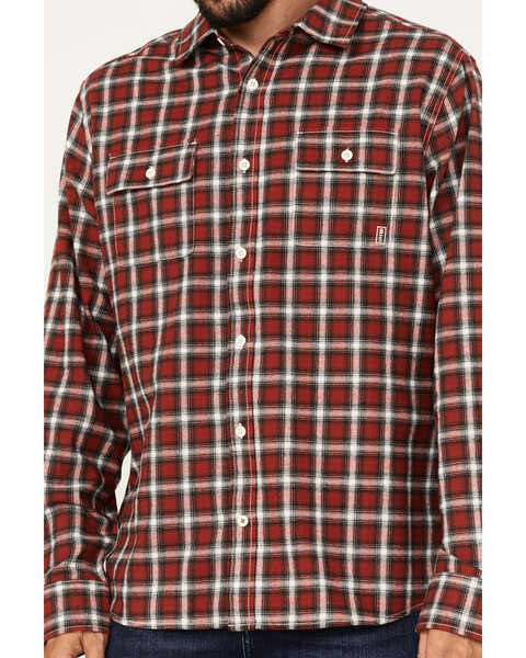 Image #3 - Brothers and Sons Men's Everyday Plaid Long Sleeve Button Down Western Flannel Shirt , Burgundy, hi-res